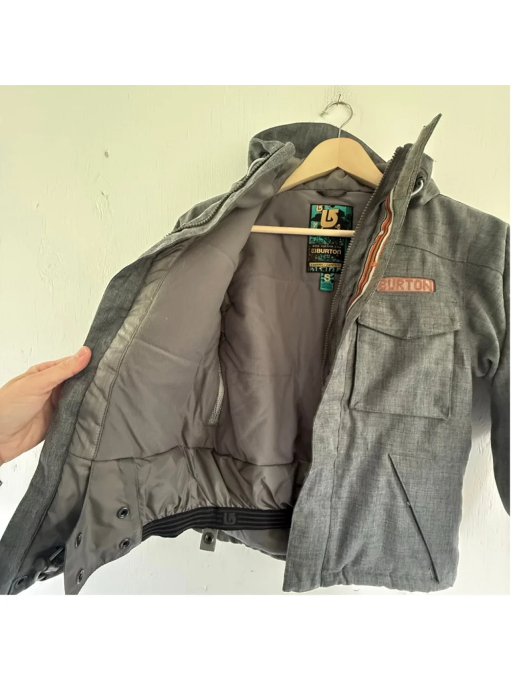 Burton Kids Gray Textured Insulated Snowboard Jacket Youth Small